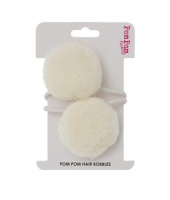 Set of 2 Cream Pom Pom Hair Bobbles by Pom Pom Galore